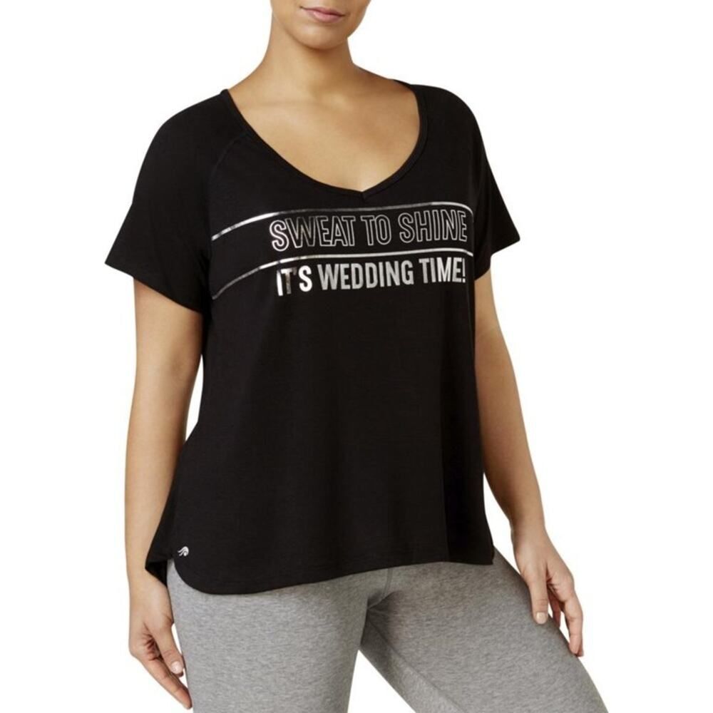 NWT Ideology Sweat to Shine Wedding Time Bridal Fitness Tee
